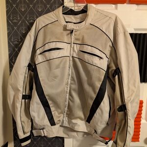 Men's Beige and Black Motorcycle Jacket